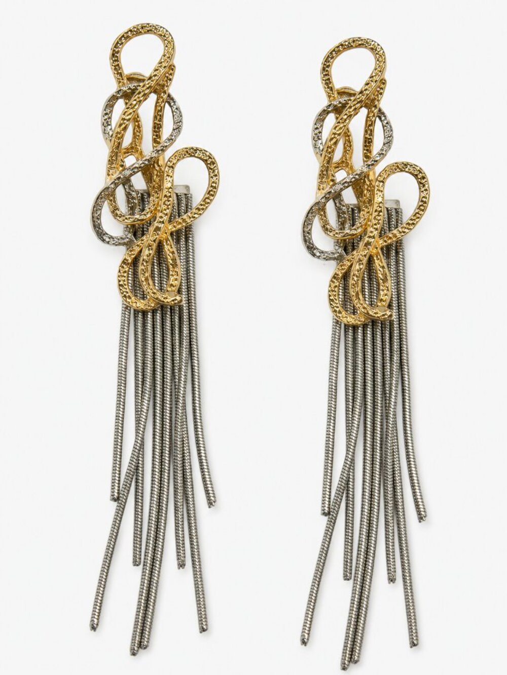 Aaraa Gold & Silver Dangle Statement Earrings